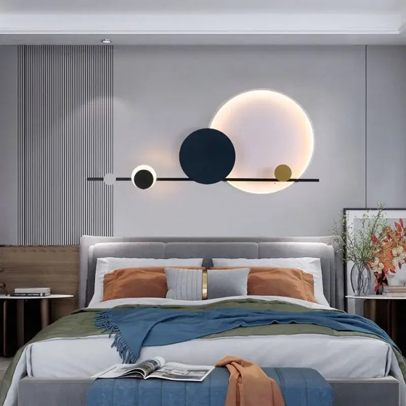 Applique Murale LED Au Design Original Avec Des Cercles Suspendus