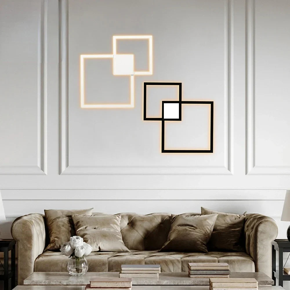 Applique murale led à formes carrées contemporaines au style chic