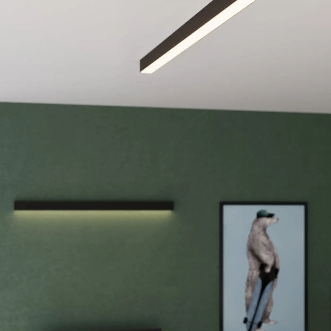 Applique murale pinne 90 noir led linéaire moderne avec paramètres d’éclairage et différentes tailles disponibles