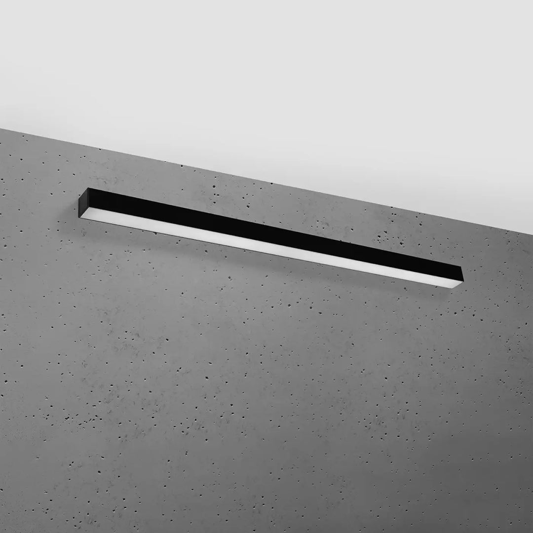 Applique murale pinne 118 4000k noir en module led rectangulaire design moderne sur mur béton gris avec paramètres déclairage