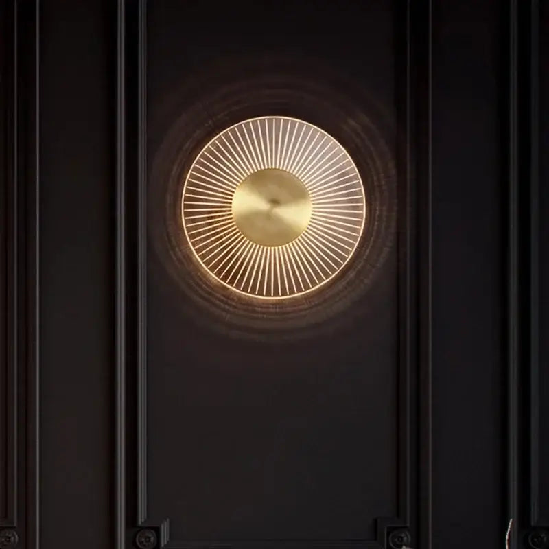 Applique Murale LED En Rayon De Soleil En Métal Doré Et Marbre