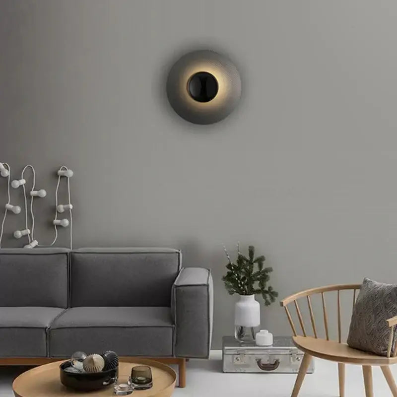 Applique Murale LED Ronde Au Design Scandinave Minimaliste Noir