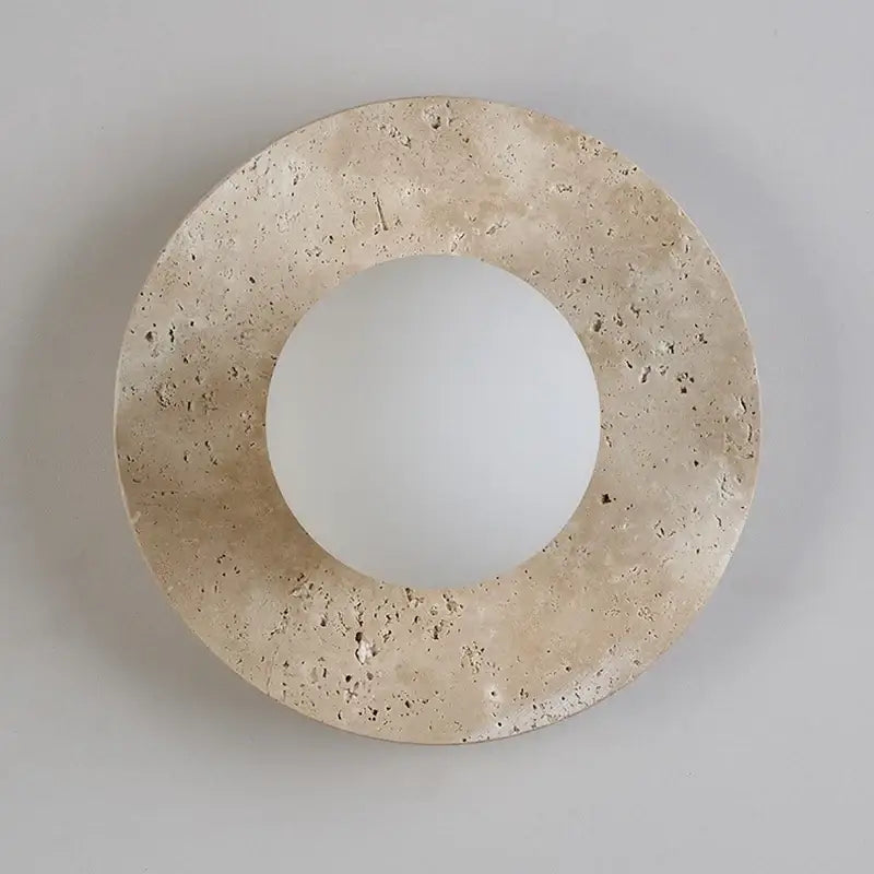 Applique Murale Ronde En Pierre Avec Boule Blanche En LED