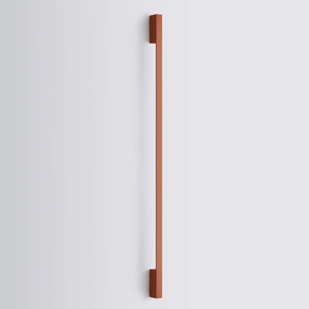Applique murale sappo 150 led rouge ocre avec poignée métal mate terracotta design rectangulaire minimaliste