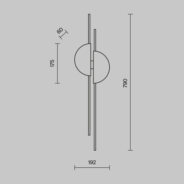 Applique murale led skyline tige verticale minimaliste en métal noir avec lignes épurées et accents circulaires pour intérieur moderne