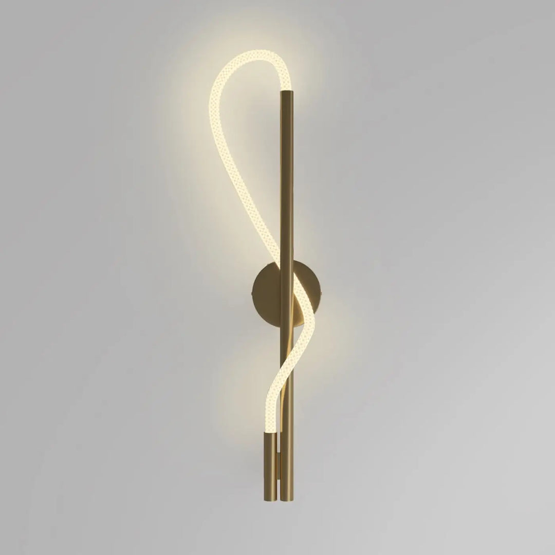 Applique murale led dorée moderne avec design incurvé en led ruban vertical pour éclairage intérieur élégant