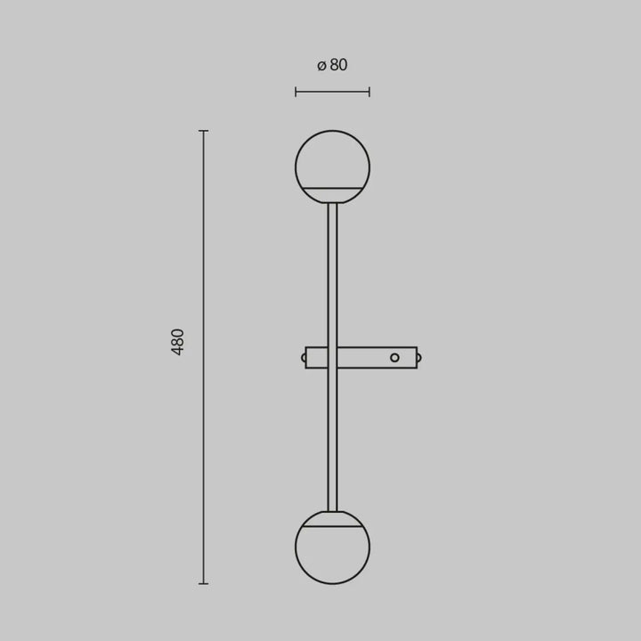 Applique murale led touch cercle avec deux globes en verre et bras ajustable en métal pour éclairage directionnel