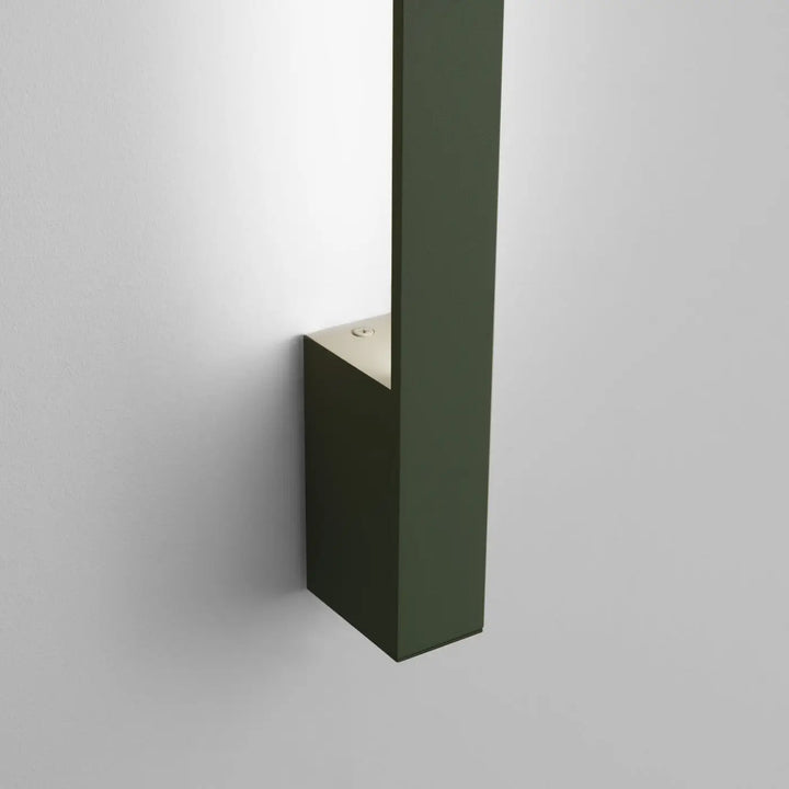Applique murale sapplo 150 led 4000k vert olive avec corps rectangulaire mat et accent circulaire clair base longueur crée