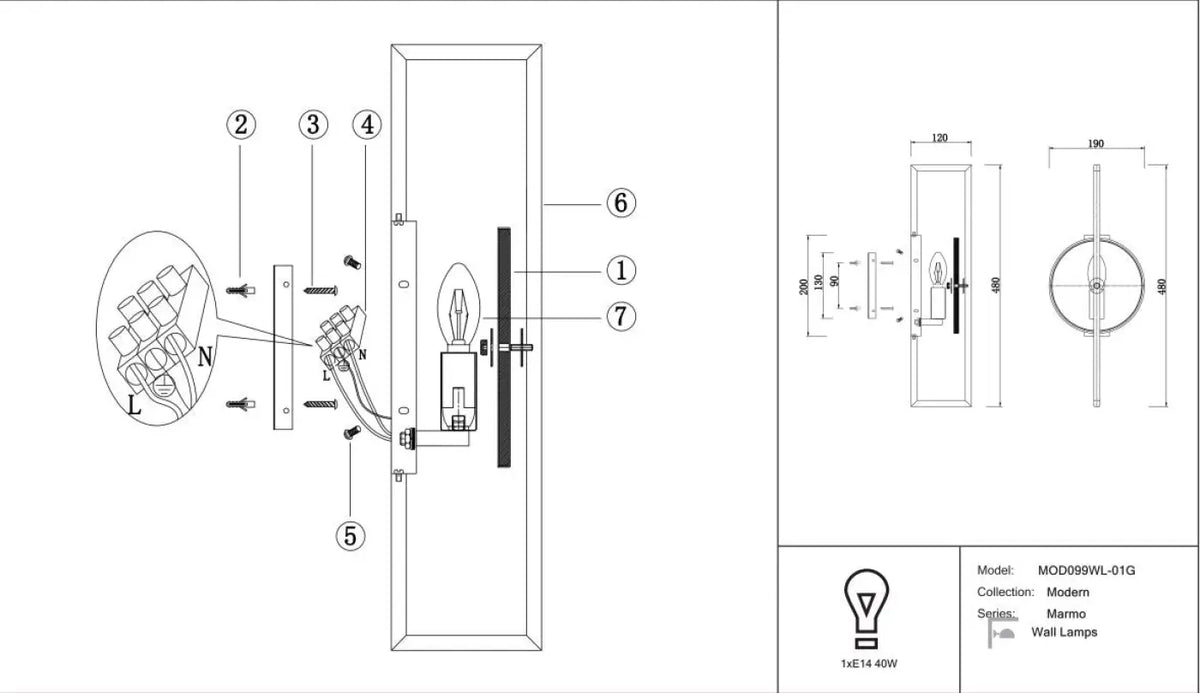 Schéma d'installation du luminaire
