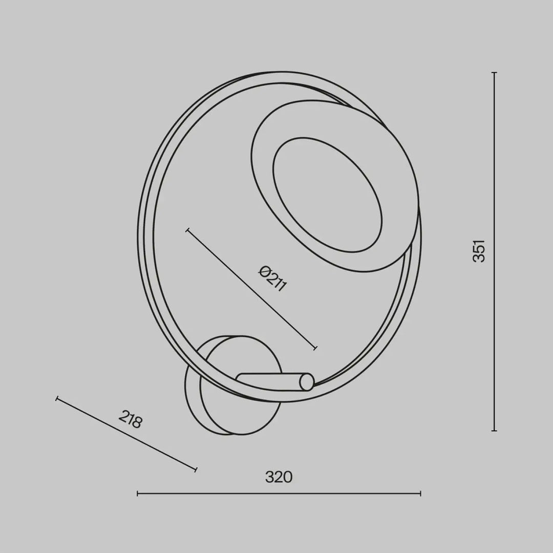 Applique murale lunare art déco avec design circulaire en anneaux concentriques finition disque doré minimaliste