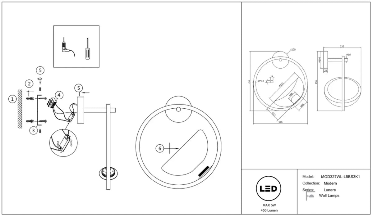 Schéma d'installation du luminaire