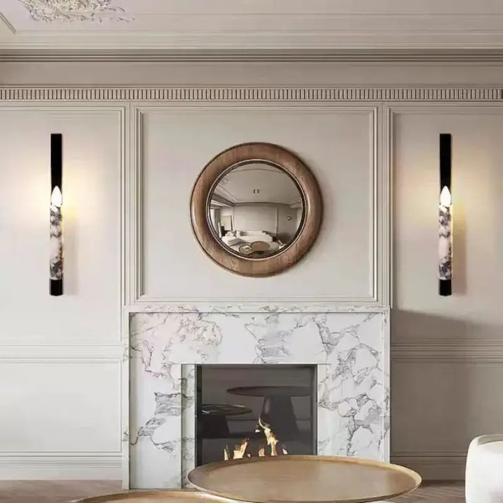 Applique murale de luxe en marbre à l’aspect bougie raffinée