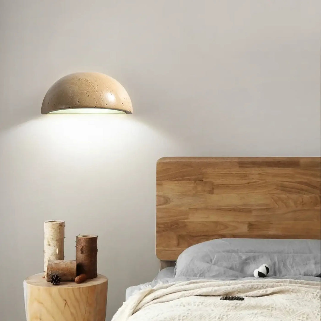 Applique marbre beige forme demi-sphère led style raffiné