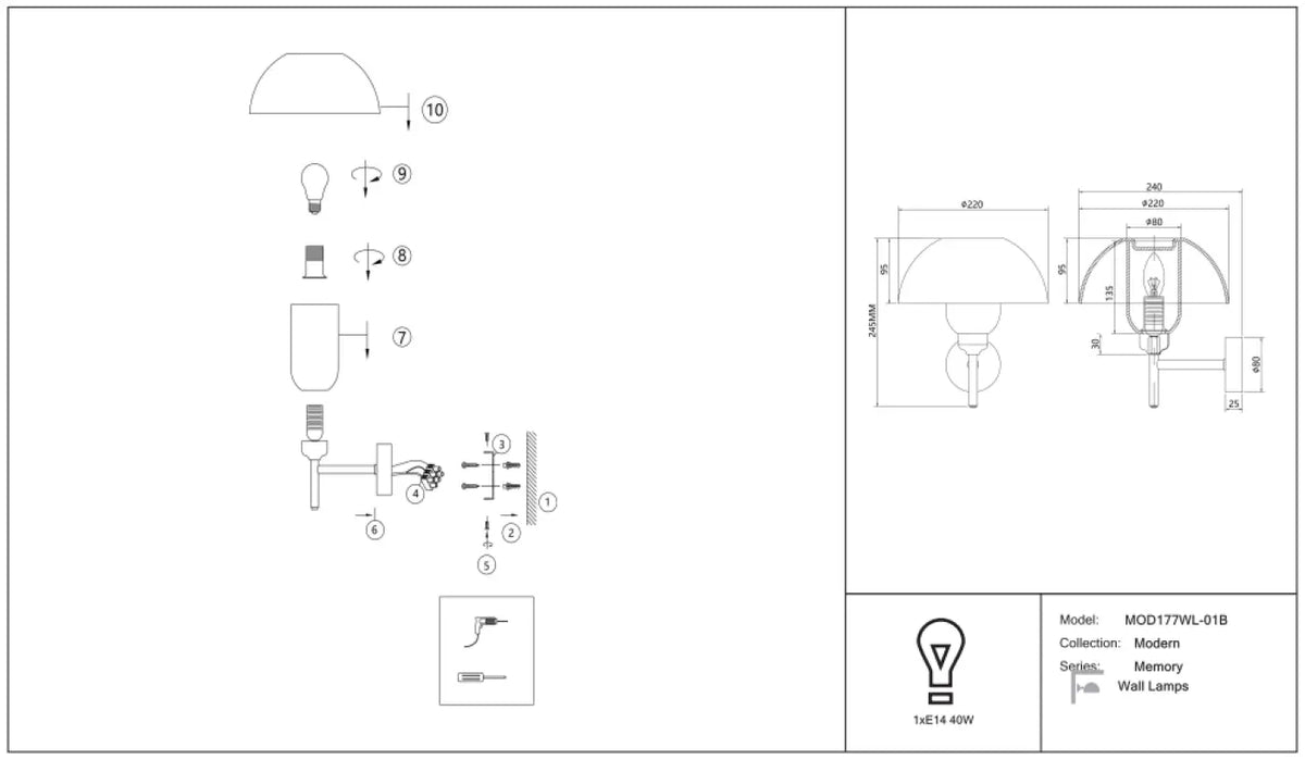 Schéma d'installation du luminaire