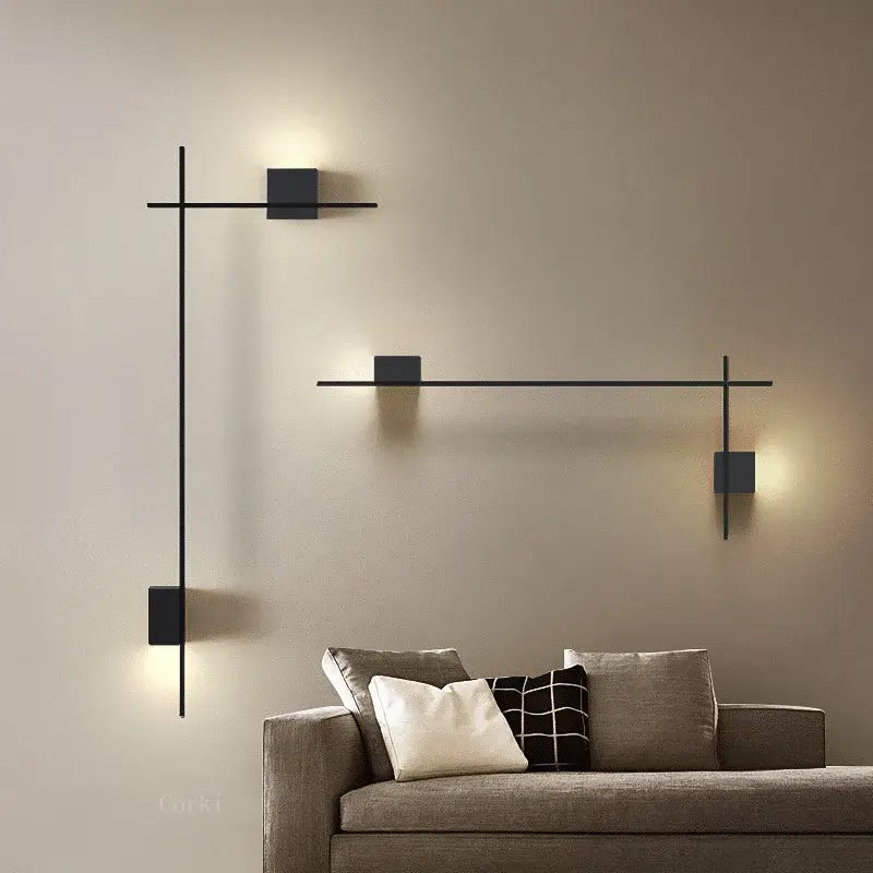 Applique Murale Minimaliste Au Design Géométrique Noir

