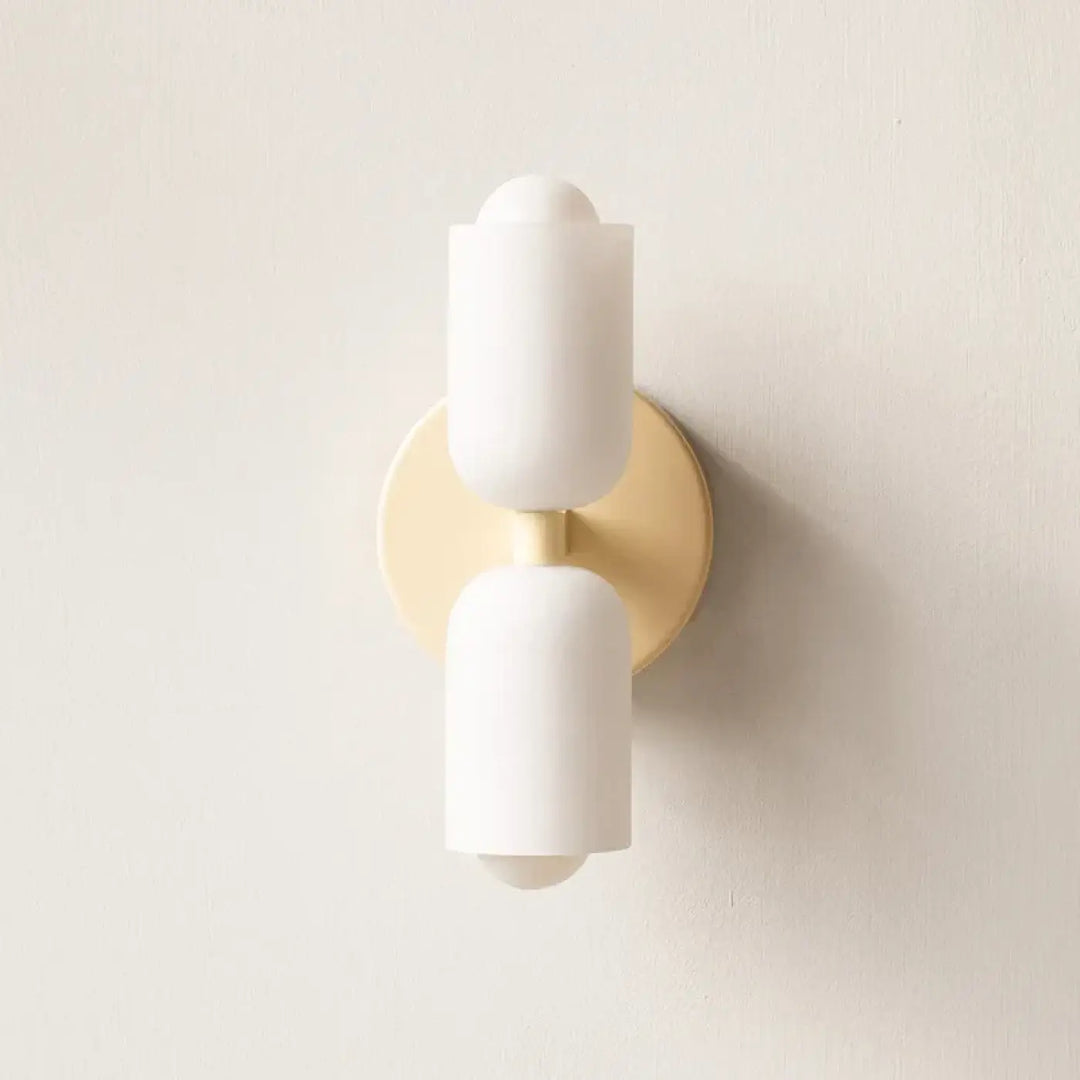 Applique murale minimaliste double diffuseur en verre opalin design