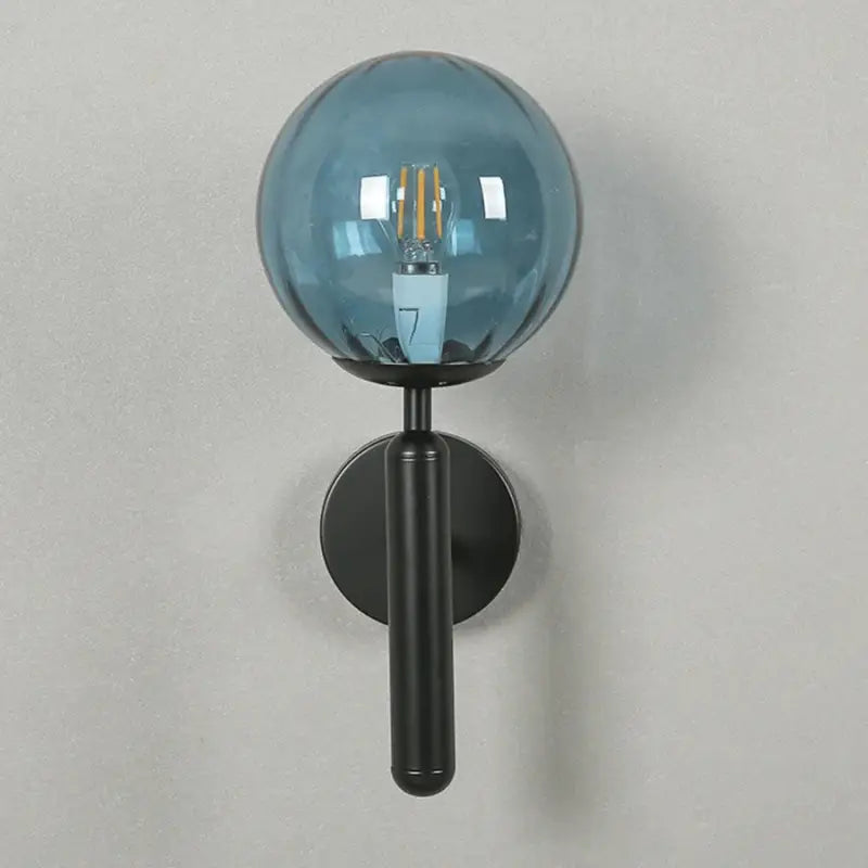 Applique Murale Moderne Boule Verre Fumé Et Métal Noir