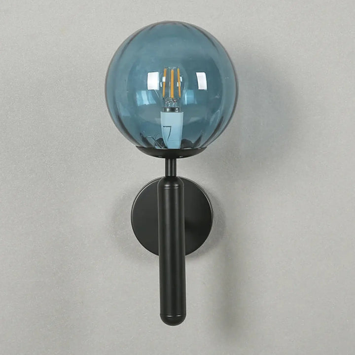 Applique Murale Moderne Boule Verre Fumé Et Métal Noir