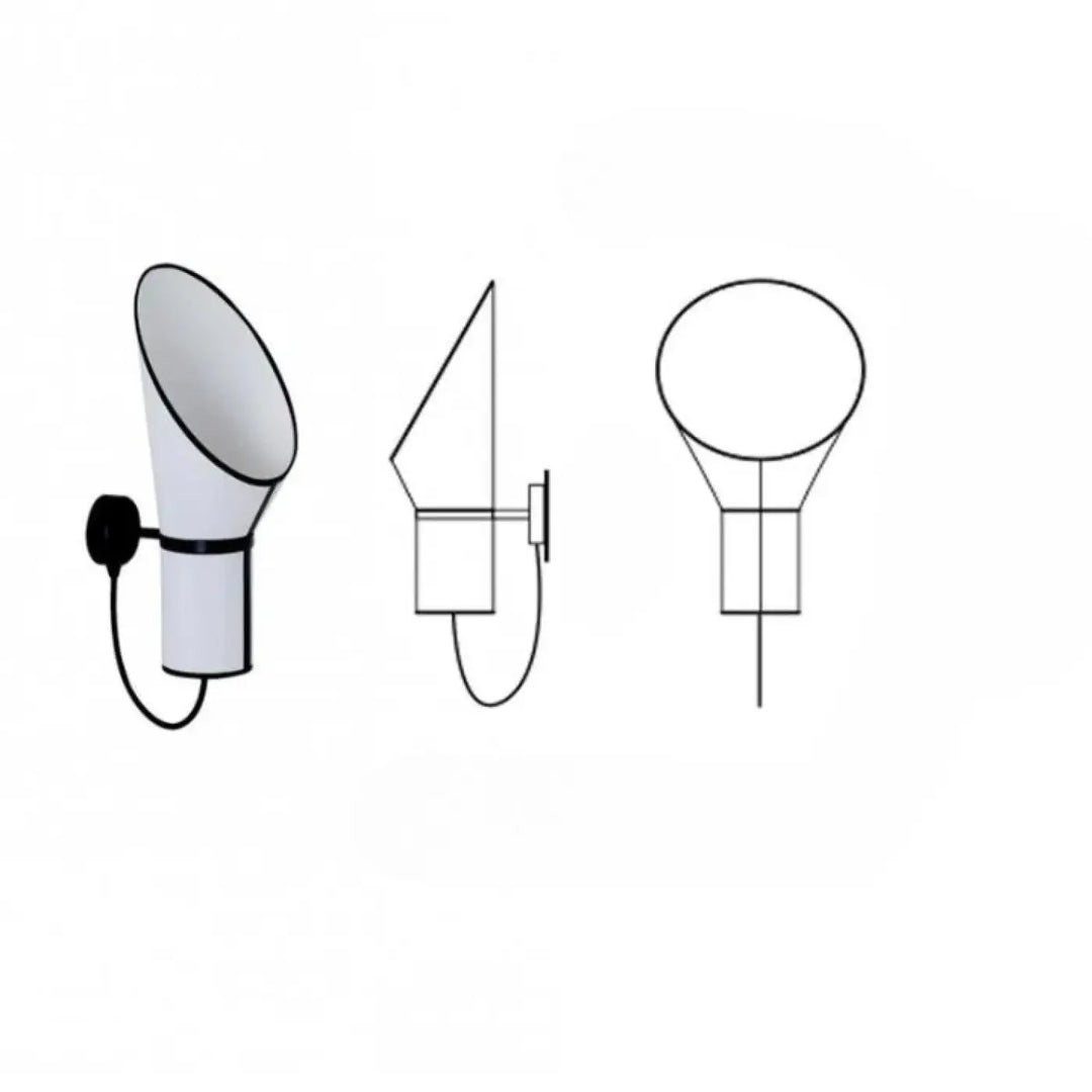 Applique murale vesto blanche conique avec accents noirs design minimaliste moderne pour horn standing floor lamp