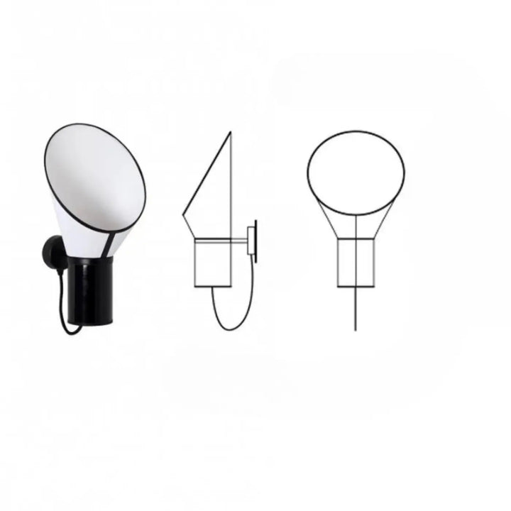 Applique murale vesto noire et blanche avec diffuseur ovale design moderne adaptée aux lampes standing floor