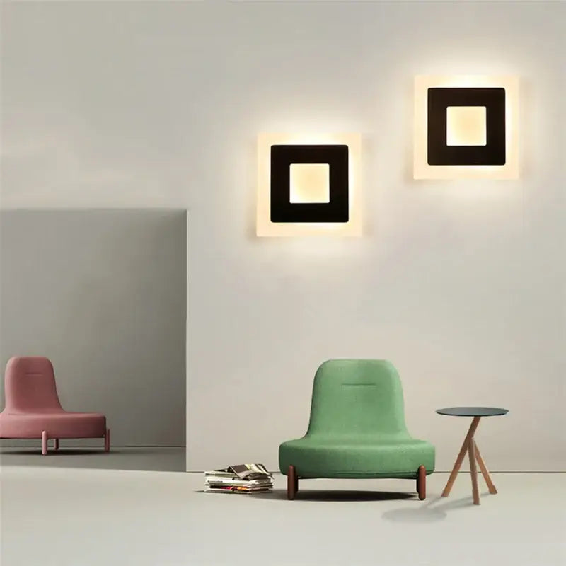 Applique Murale Moderne Led Design Carré Noir Pour Salon
