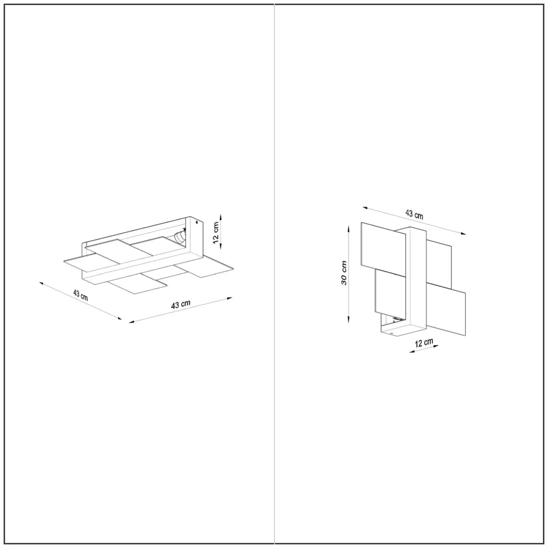 Applique murale feniks avec panneaux rectangulaires décalées en métal finition bois wengé et ampoule e27
