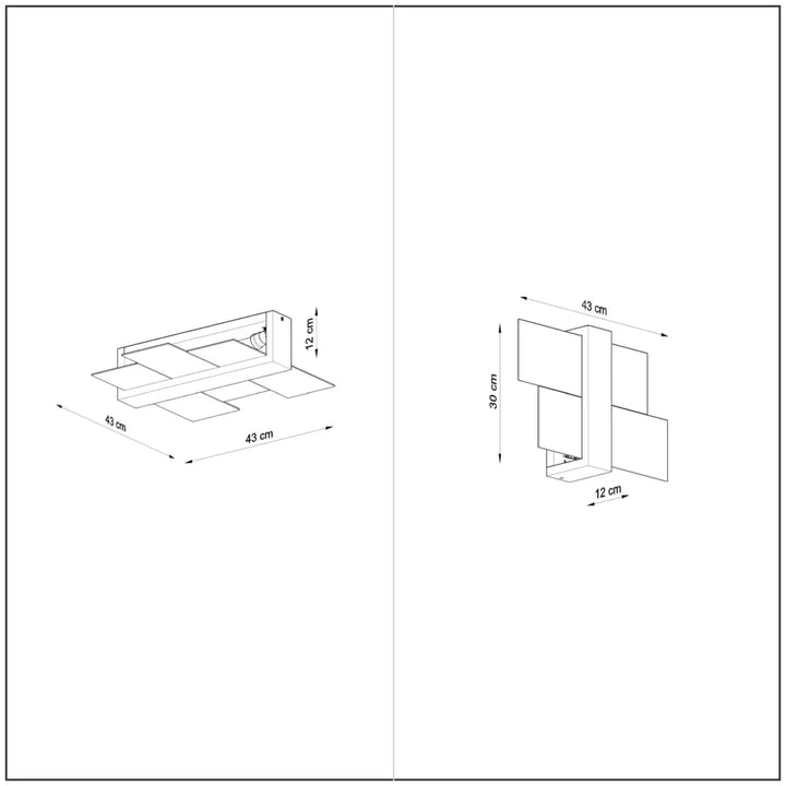 Applique murale feniks avec panneaux rectangulaires décalées en métal finition bois wengé et ampoule e27