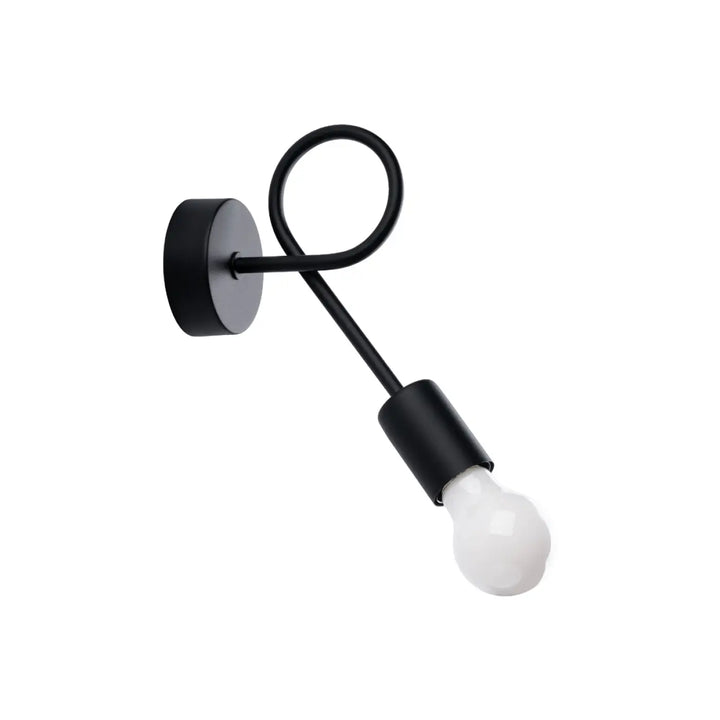 Applique murale lever noir en métal noir avec bras courbé et ampoule en verre dépoli, incroyablement stylée
