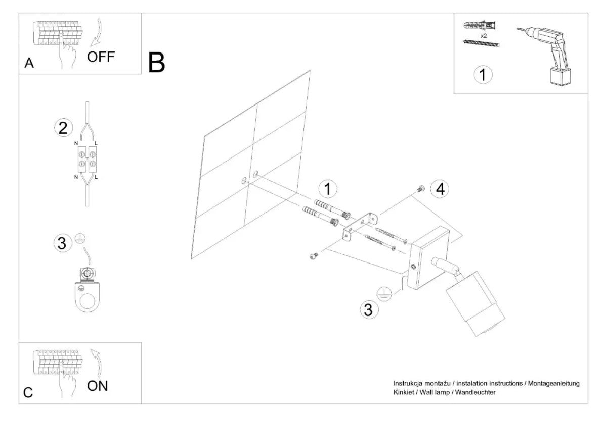Schéma d'installation du luminaire