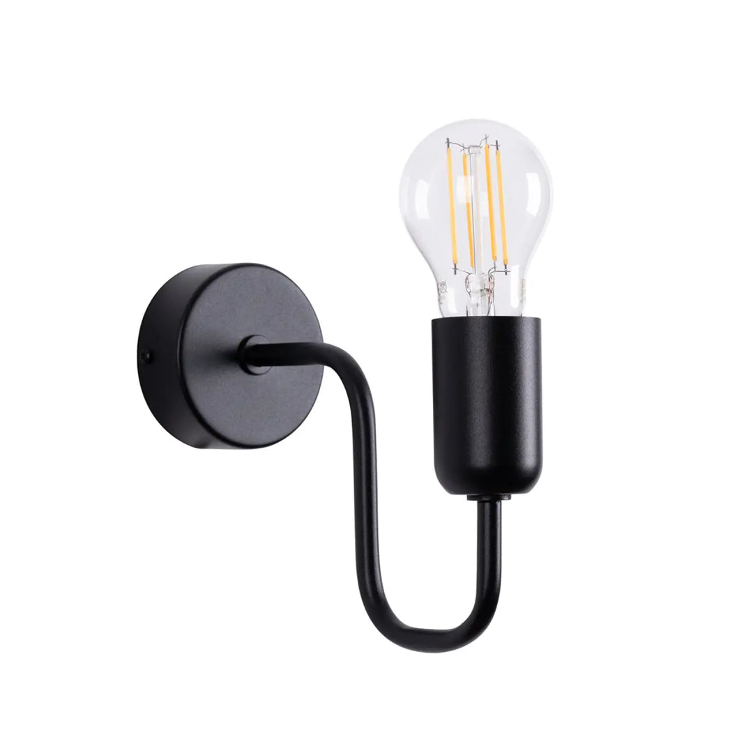 Lampe vector noire avec bras métallique incurvé et ampoule filament pour un superbe design loft branché