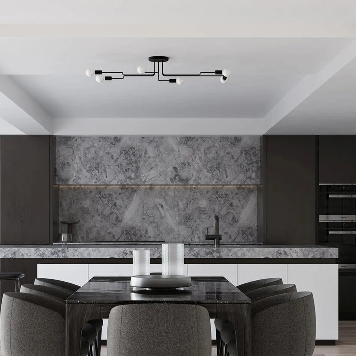 Applique murale lampe vector noire avec multiple ampoules sphériques pour un superbe design loft branché