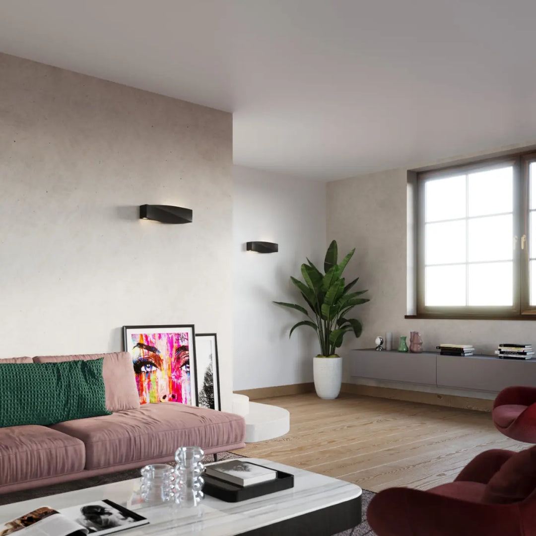 Applique murale sigma noir en céramique moderne avec design minimaliste angulaire noir