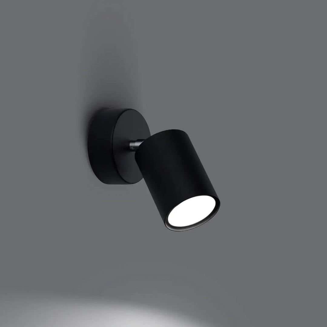 Applique murale lemmi 1 noir avec module led cylindrique et tête réglable pour une lumière conviviale