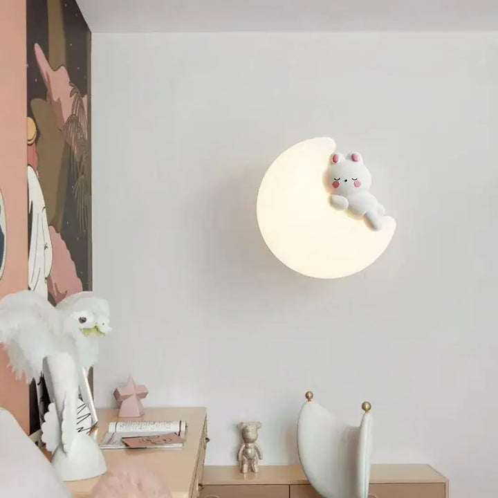 Applique murale nuage avec animal blanc pour chambre enfant