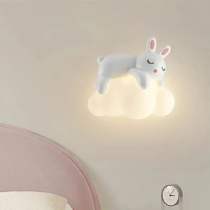 Applique murale nuage avec animal blanc pour chambre enfant