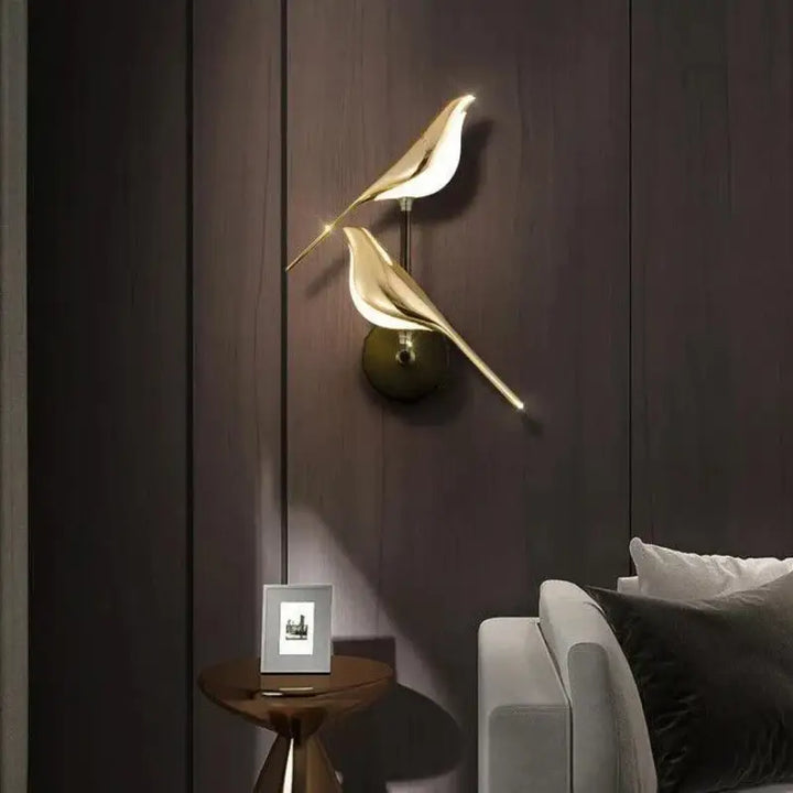 Applique Murale Oiseaux en Aluminium Noir ou Argenté