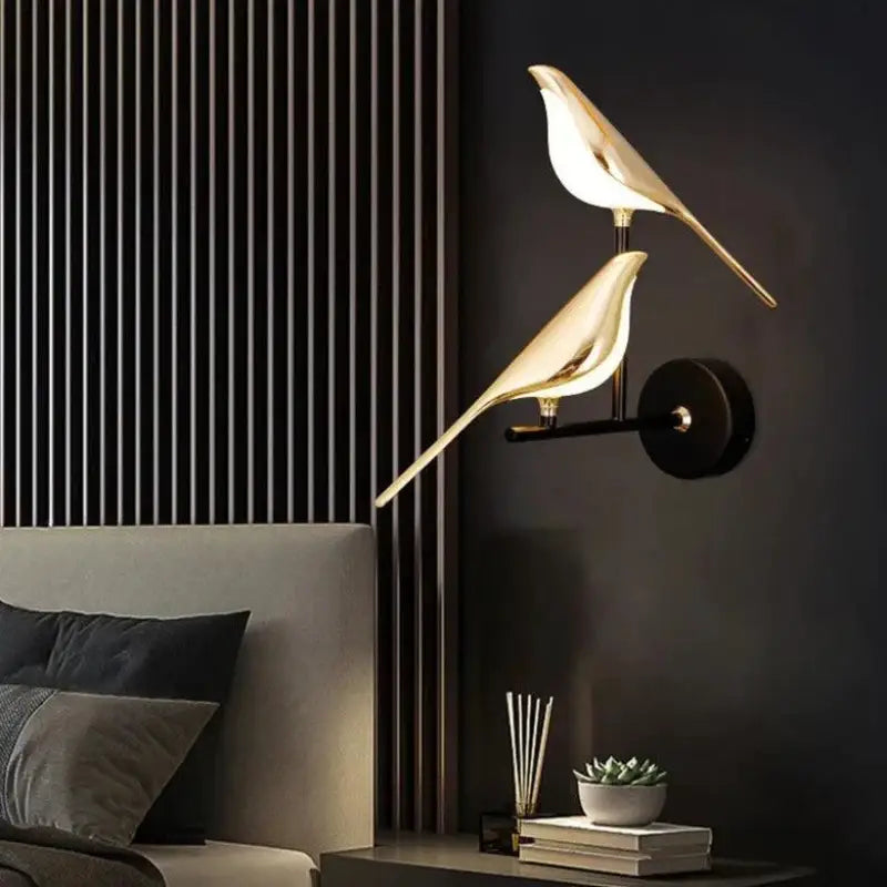 Applique Murale Oiseaux en Aluminium Noir ou Argenté