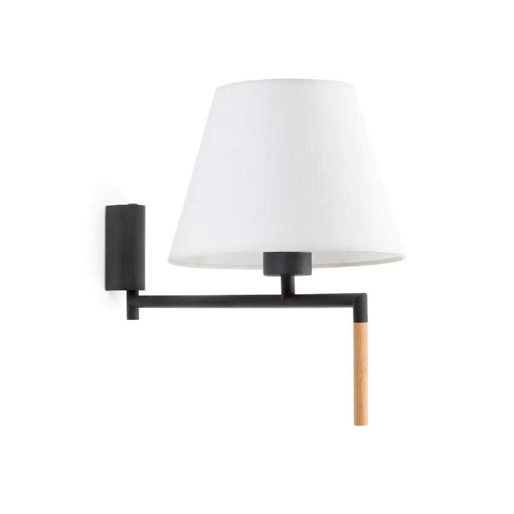 Applique murale Ron gris foncé et abat-jour blanc de Faro Barcelona