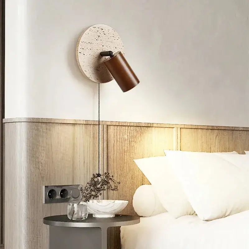 Applique murale orientable en travertin et métal marron
