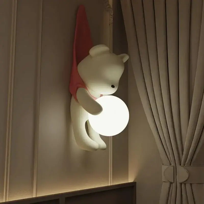 Applique murale ours avec boule lumineuse pour chambre enfant