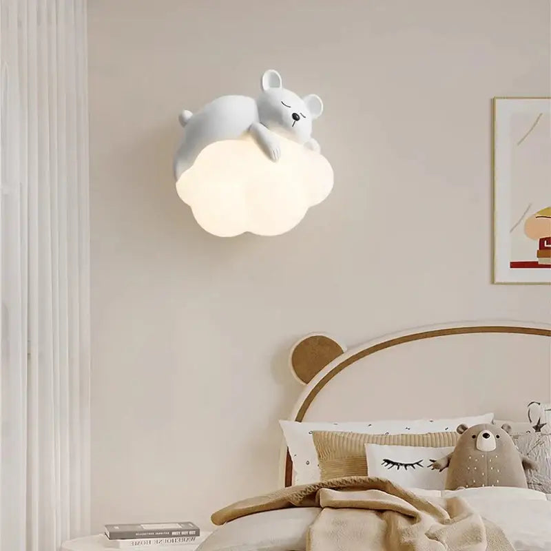 Applique Murale Ours Blanc Pour Chambre D’Enfant Sur Nuage