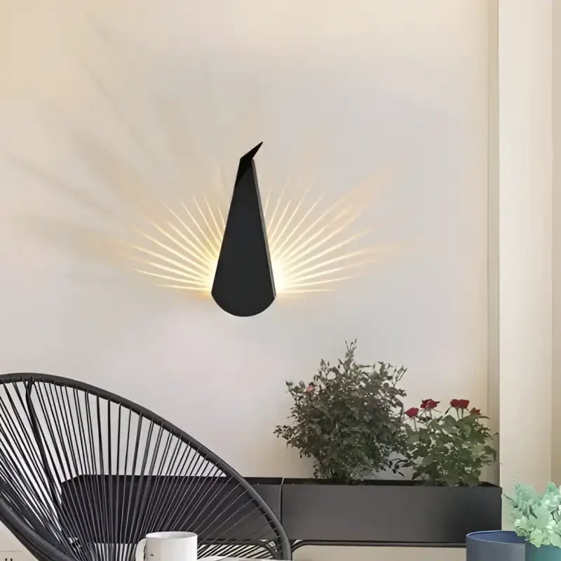 Applique Murale Paon en Aluminium Noir ou Doré
