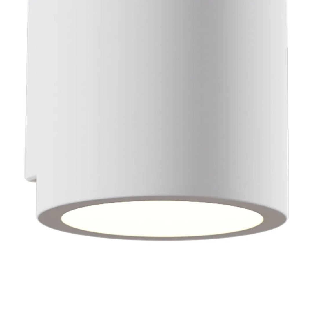 Applique murale parma en plâtre blanc avec design cylindrique moderne et éclairage diffus doux au plafond