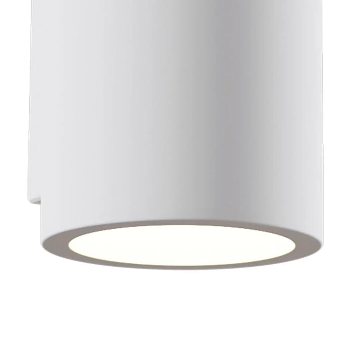 Applique murale parma en plâtre blanc avec design cylindrique moderne et éclairage diffus doux au plafond
