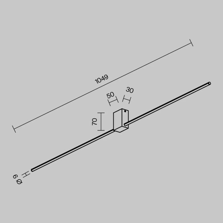 Applique murale pars tige verticale avec finition métallique et marquages dimensionnels précis minimaliste linéaire