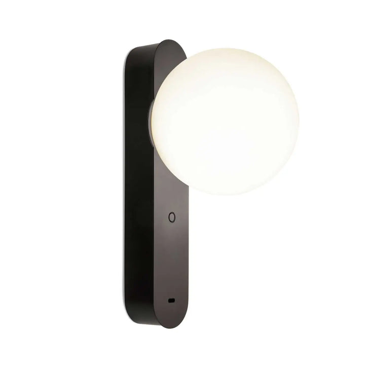 Applique Perlina USB noire avec globe en verre #couleur_noir