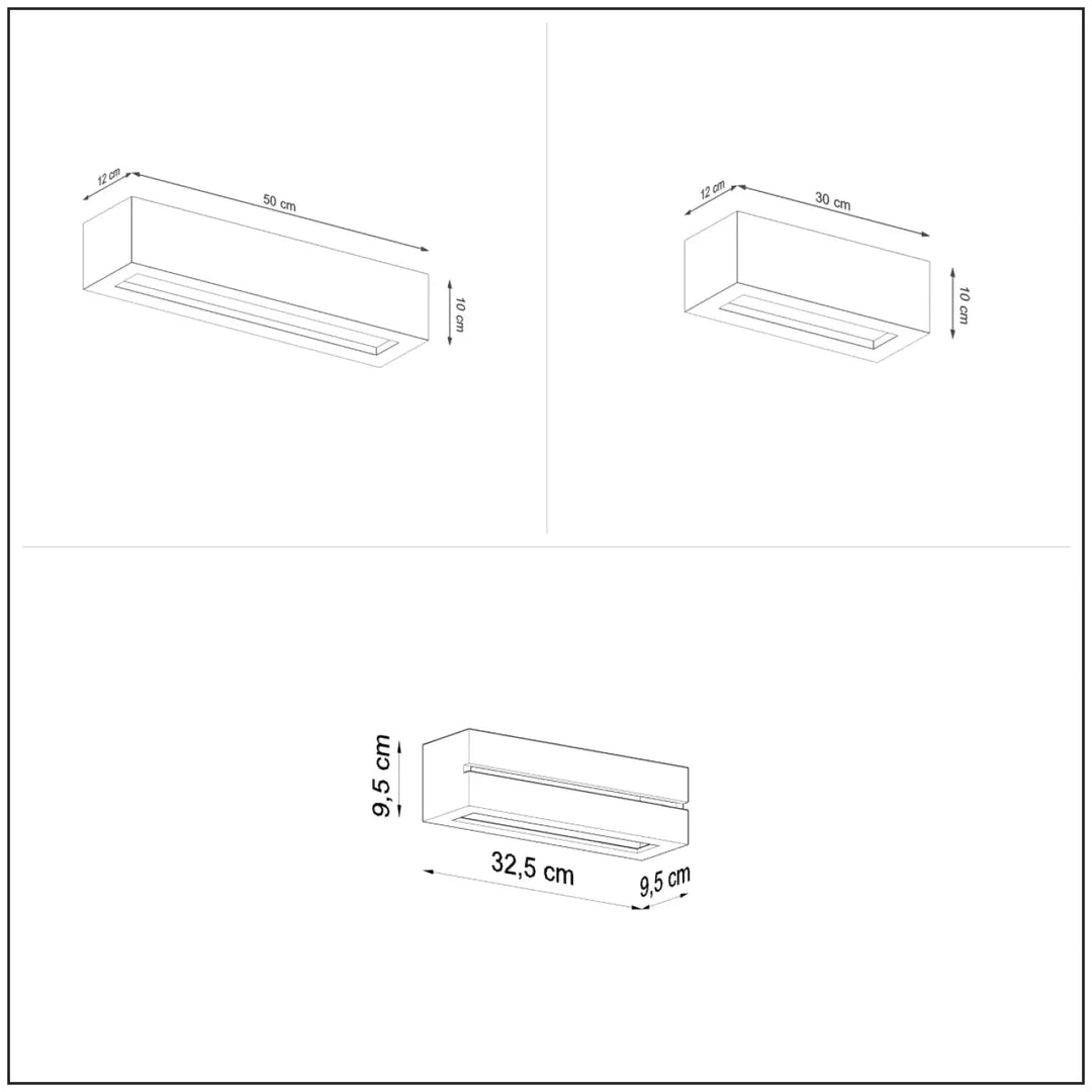Applique murale rectangulaire vega avec rainure horizontale et ampoules e27 pour un design moderne minimaliste