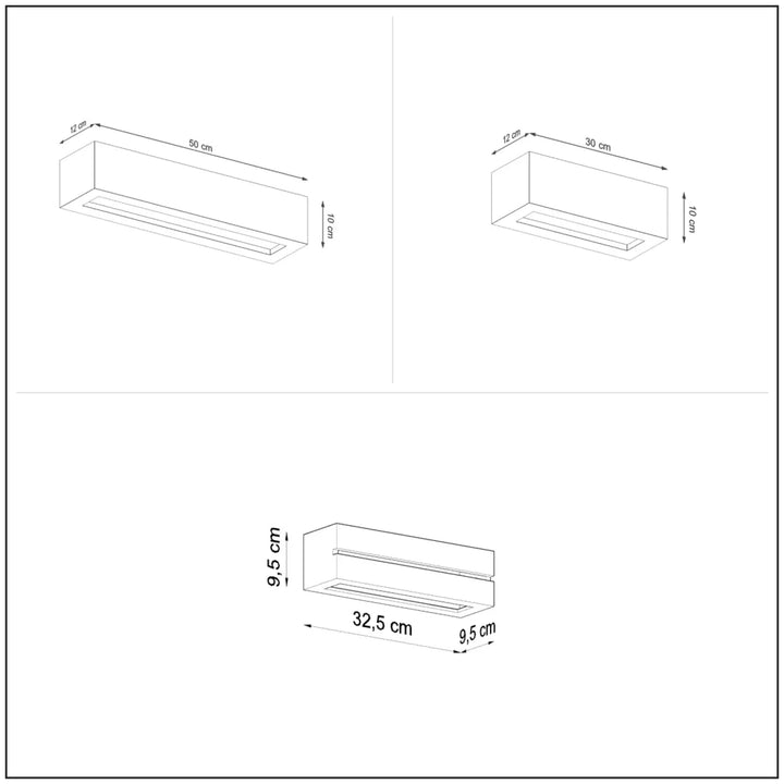 Applique murale rectangulaire vega avec rainure horizontale et ampoules e27 pour un design moderne minimaliste