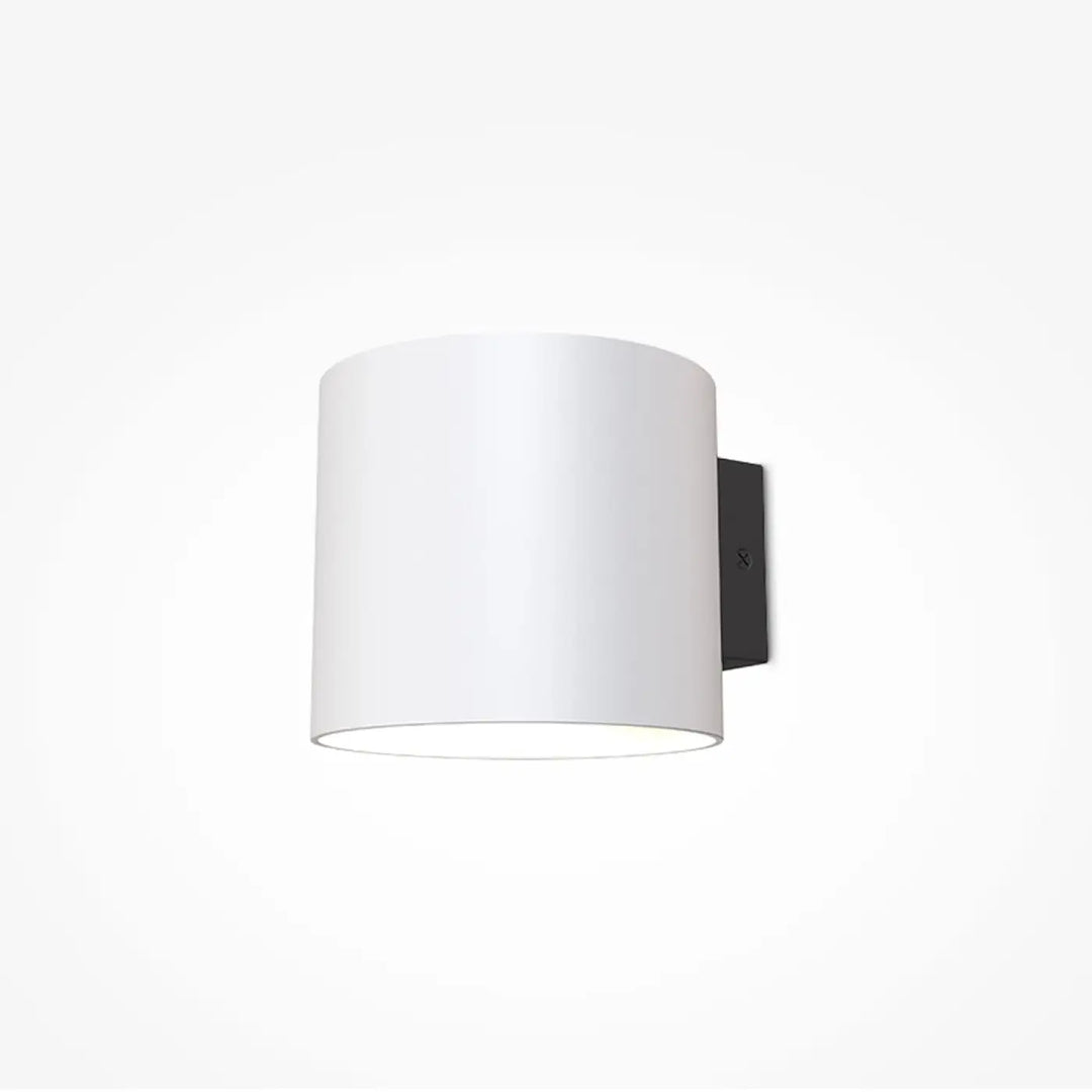 Applique murale rond en verre cylindrique blanc mat avec support noir pour lumière douce intérieure