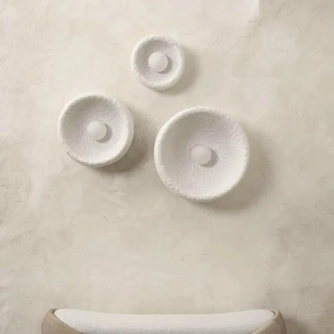 Applique murale ronde en céramique avec éclairage LED chaud

